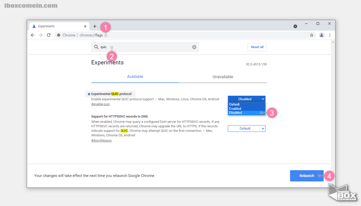 윈도우_크롬_flags_접속_후_QUIC_Protocol_설정_해제_하기