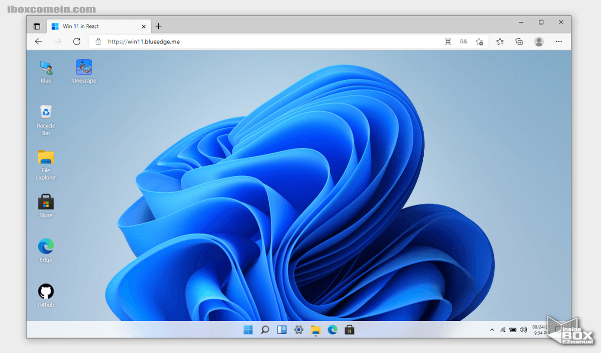win.blueedge.me_사이트_접속_후_윈도우_화면_접속_완료
