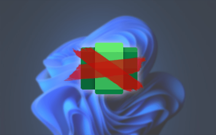 Windows 바탕 화면과 WSA 아이콘 그리고 빨간색 엑스표시