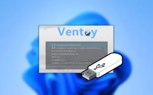 Windows 바탕 화면 위 Ventoy 부팅 이미지 와 USB 이미지
