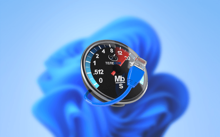 Windows 바탕 화면과 인터넷 속도 측정 기 이미지