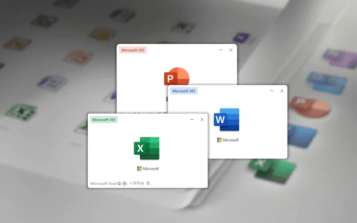 오피스 새로운 UI App 아이콘 위 로딩 이미지