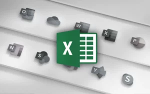 오피스 아이콘들 위에 Excel 로고