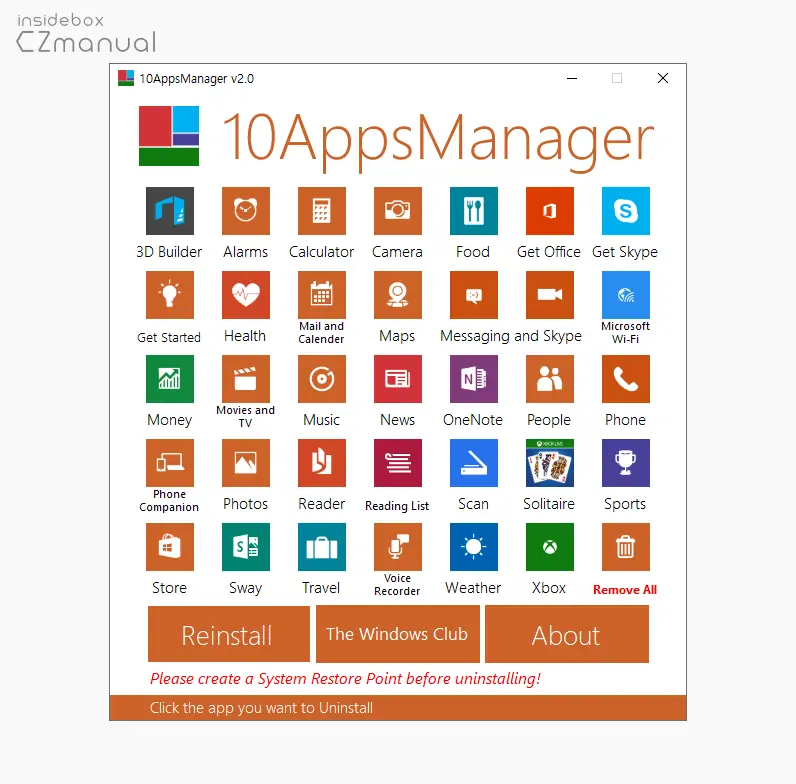 윈도우 10 기본앱 삭제 프로그램 10AppsManager 사용법 - SoEasyGuide